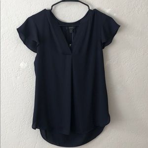 NWT: Jcrew flutter sleeve navy shirt (size 4)